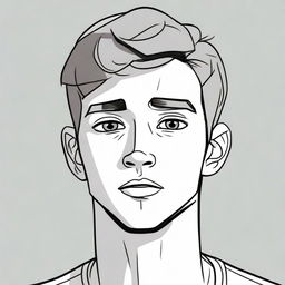 Animated, detailed depiction of a 25-year-old male showing a clearly visible sad expression