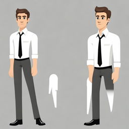 Modify the animated, 25-year-old male to now be wearing formal attire, while maintaining his sad expression.