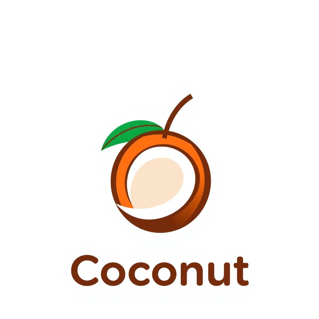 A modern and minimalistic logo design featuring a stylized coconut