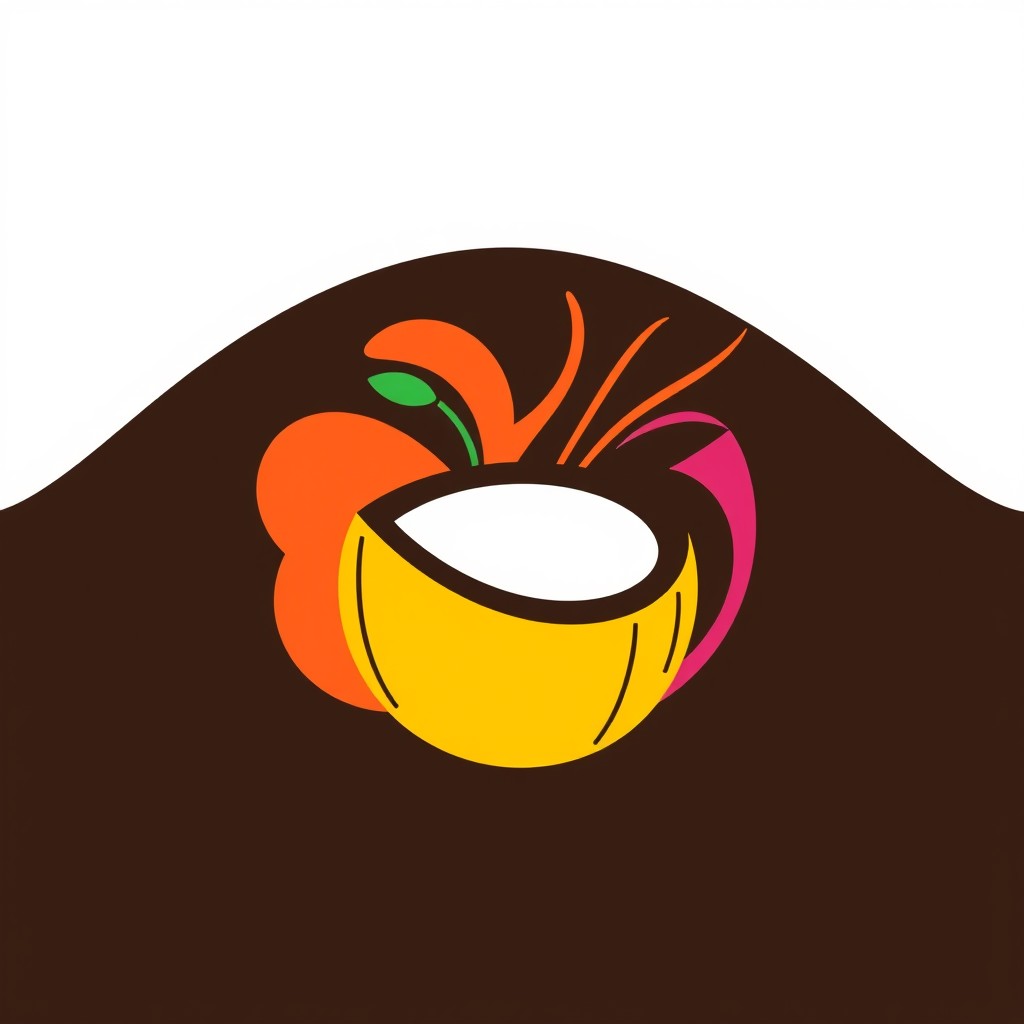A stylized coconut logo inspired by Milton Glaser's iconic design style