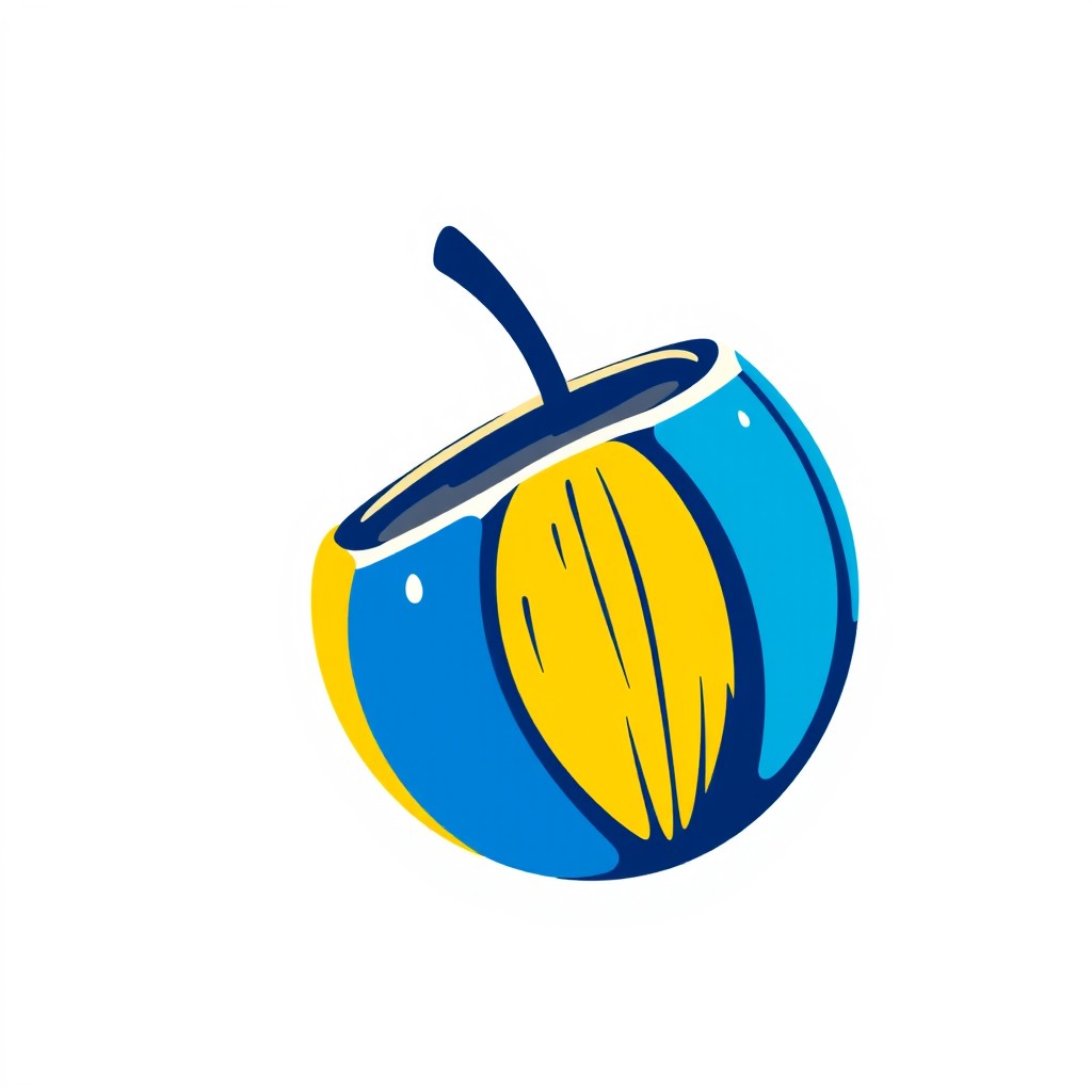 A vibrant and eye-catching logo featuring a stylized coconut, designed in the iconic Milton Glaser style