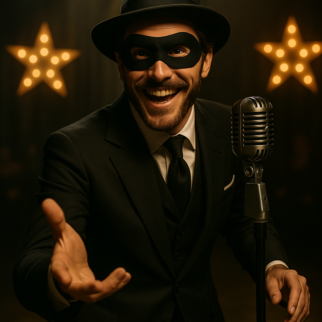 foto realistica dello stesso soggetto ma vestito da lupin il ladro