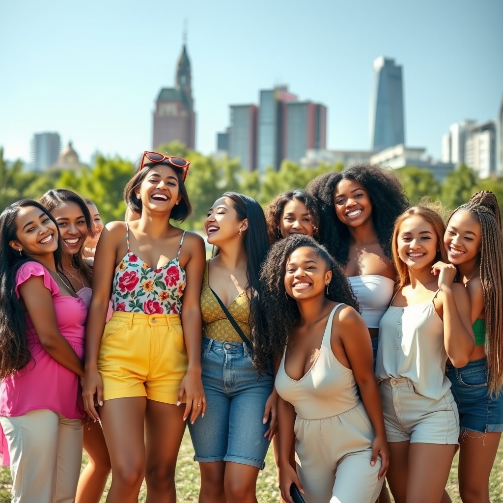 A stunning collection of diverse young women, each representing different cultures and backgrounds, engaged in various activities