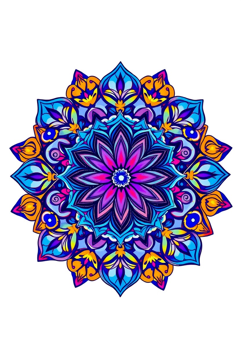 A vibrant and intricate mandala design inspiring feelings of peace and creativity