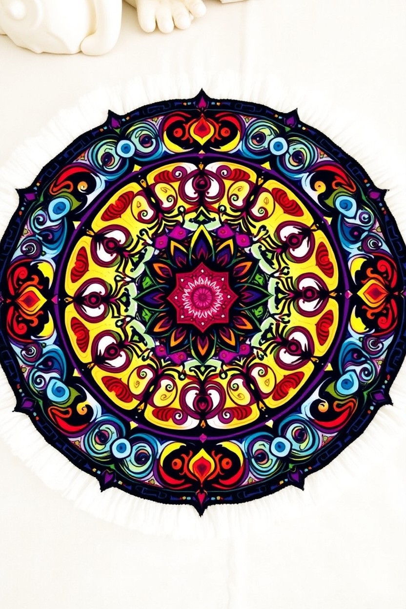 A vibrant mandala that incorporates elements of body language and emotions, reflecting various human beliefs