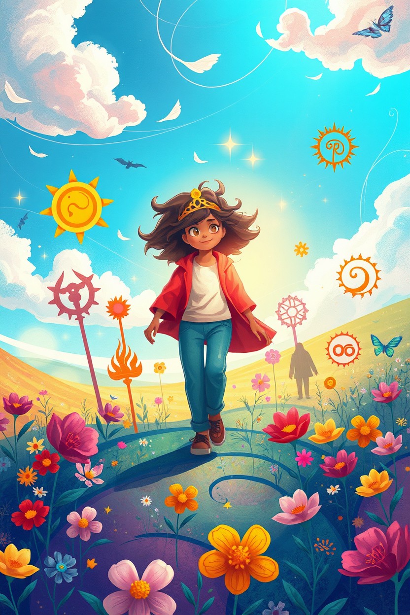 A vibrant illustration conveying the concept of personal beliefs guiding an individual
