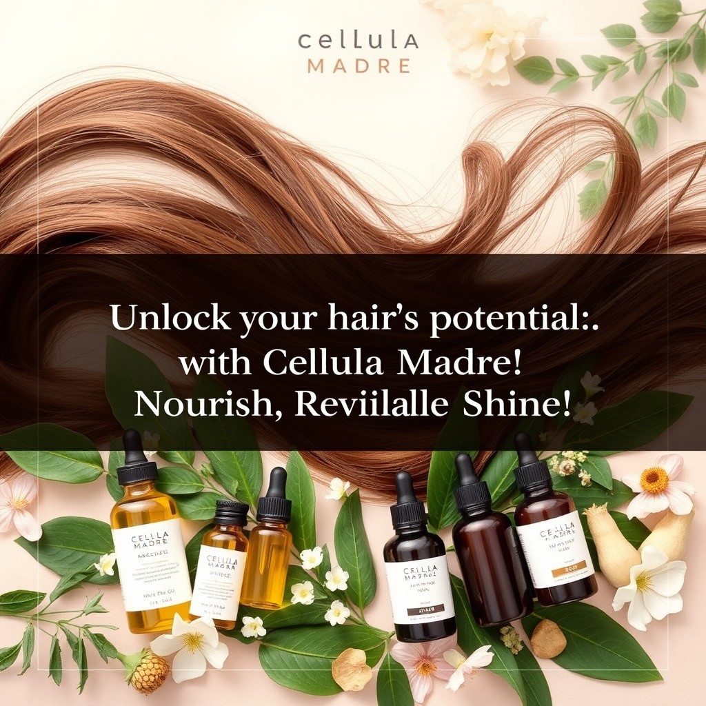 A beautifully designed Instagram post promoting a Cellula Madre hair treatment