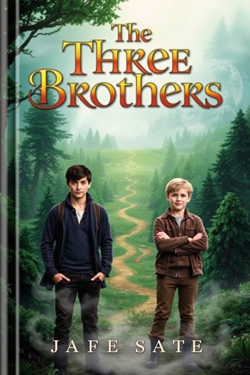 A captivating book cover for a fiction novel titled "The Three Brothers"