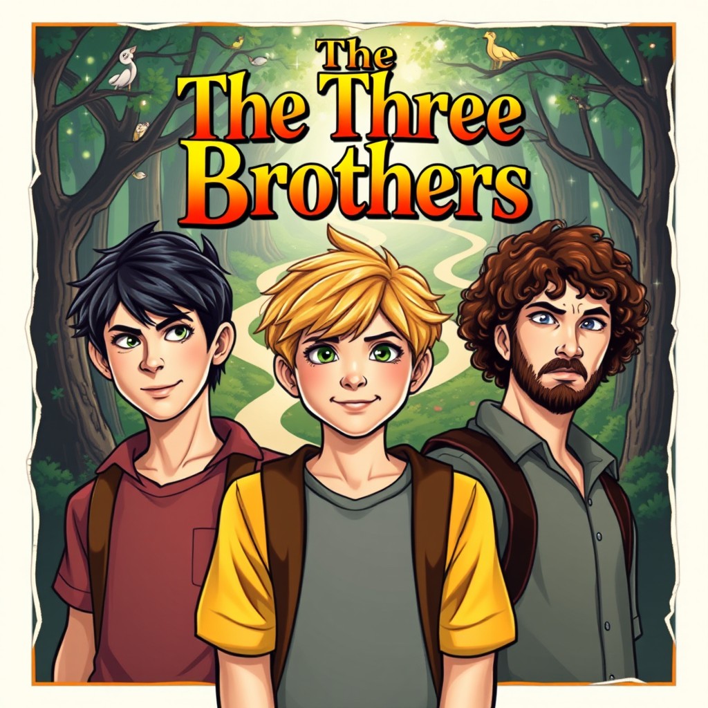 A striking book cover for a fiction novel titled "The Three Brothers"