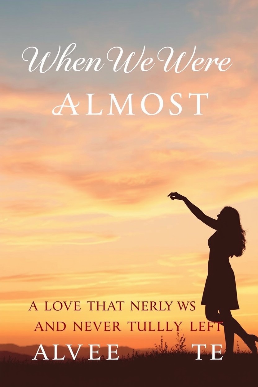 A beautiful and evocative book cover for a romantic novel titled 'WHEN WE WERE ALMOST'