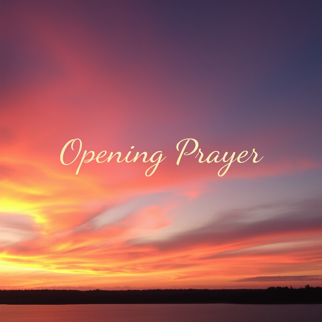 A beautiful evening sunset painting the sky in warm hues of orange, pink, and purple, with soft clouds gently illuminated by the setting sun