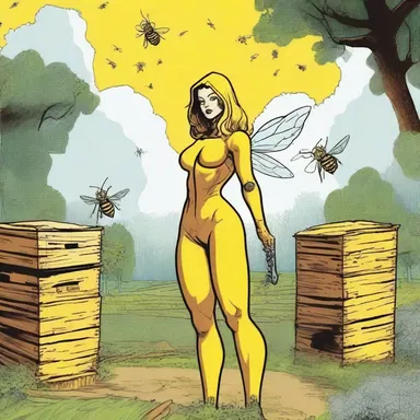 In the comics, the superheroine's secret hideout was located in an apiary filled with buzzing beehives.