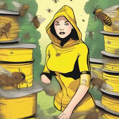 In the comics, the superheroine's secret hideout was located in an apiary filled with buzzing beehives.