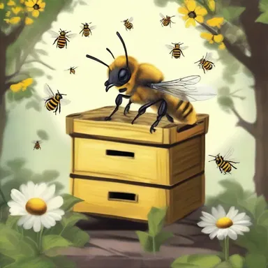 The fantasy novel described a magical apiary where talking bees guarded a hidden treasure.