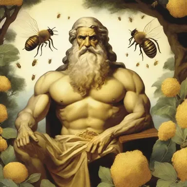 In Greek mythology, the god Zeus was often depicted as being surrounded by golden bees in his apiary.