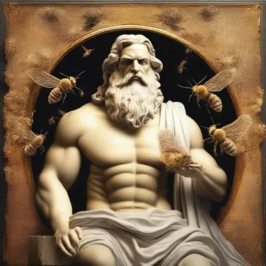 In Greek mythology, the god Zeus was often depicted as being surrounded by golden bees in his apiary.