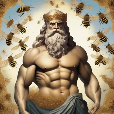 In Greek mythology, the god Zeus was often depicted as being surrounded by golden bees in his apiary.