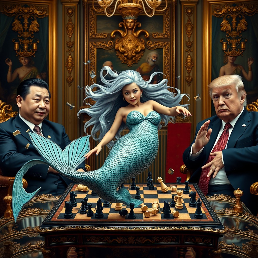 Whimsical Showdown: World Leaders Meet a Mythical Mermaid