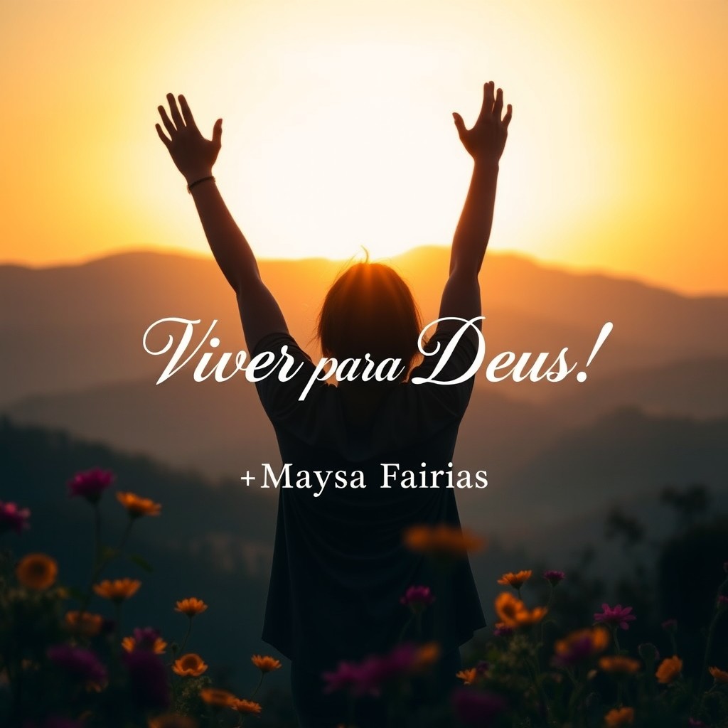A serene and uplifting background image of a person in a passionate act of worship, raising their hands towards the heavens in a beautiful landscape