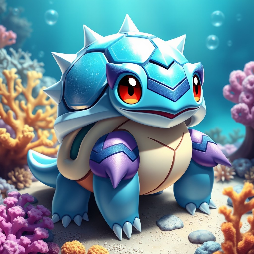 An evolutionary stage Pokémon fusion between Cloyster and Wartortle, designed as a more advanced form