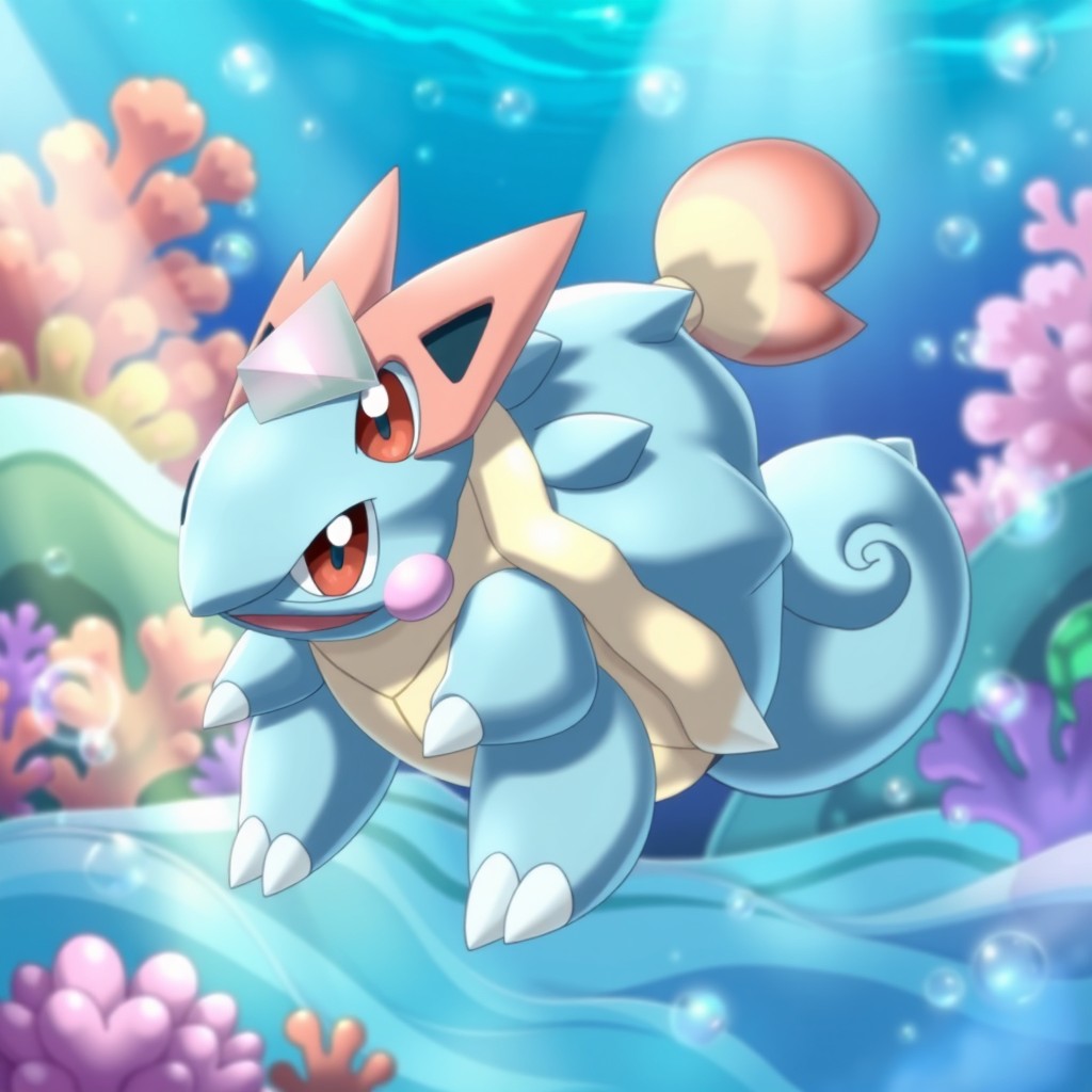 A captivating hybrid Pokémon that combines elements from Cloyster, Empoleon, and Wartortle