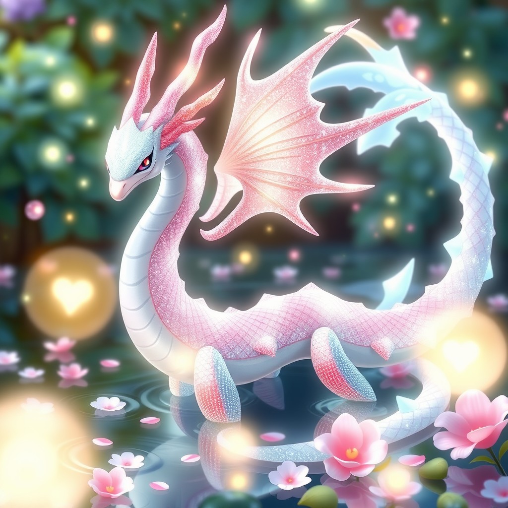 A magical Pokémon that blends the elegance of Milotic and the ferocity of Gyarados, reimagined as a Fairy-type