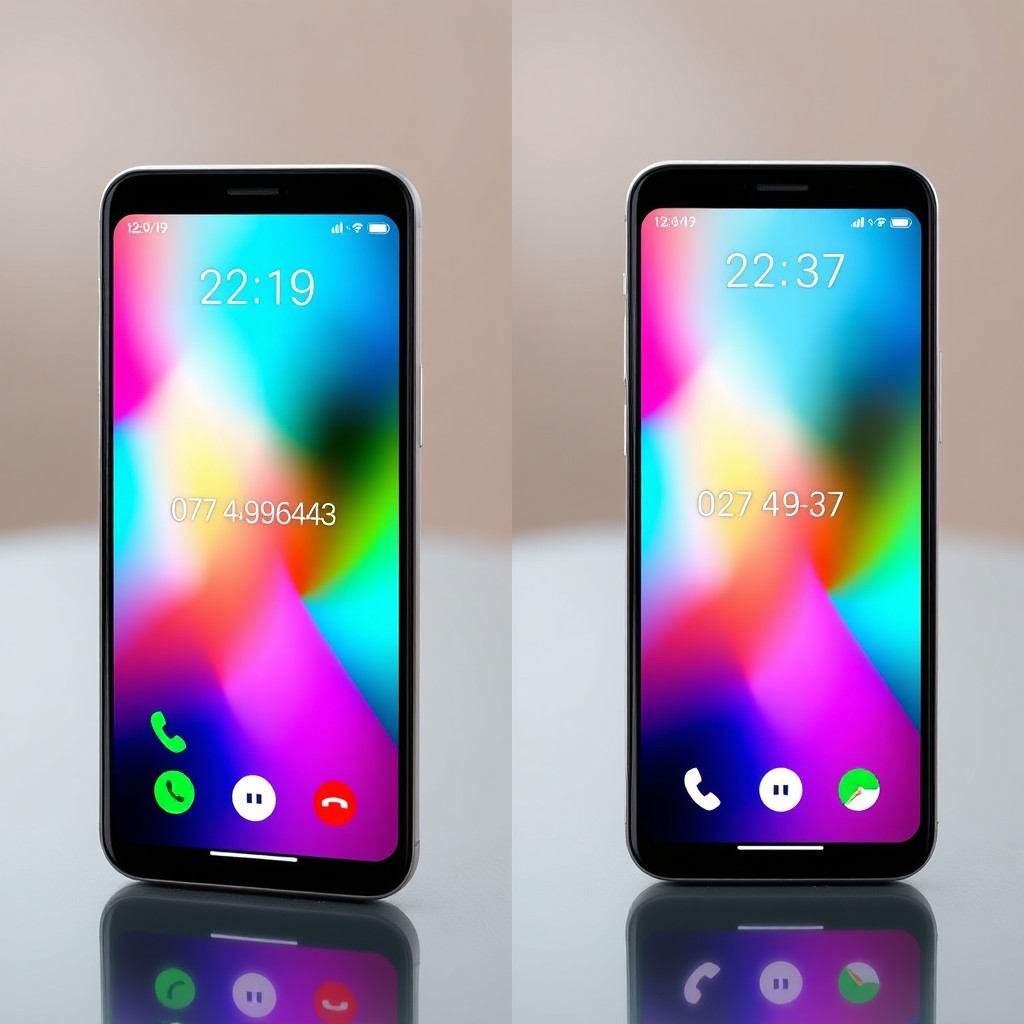 A realistic smartphone screen displaying an incoming call interface twice, one at 22:19 and the other at 22:37