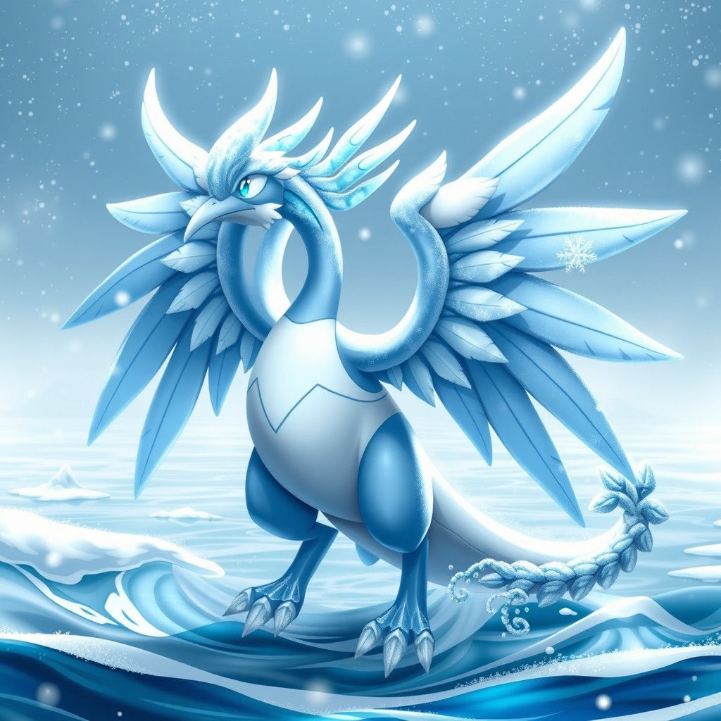 A stunning Pokémon that merges the powerful traits of Lugia with the icy elegance of Articuno