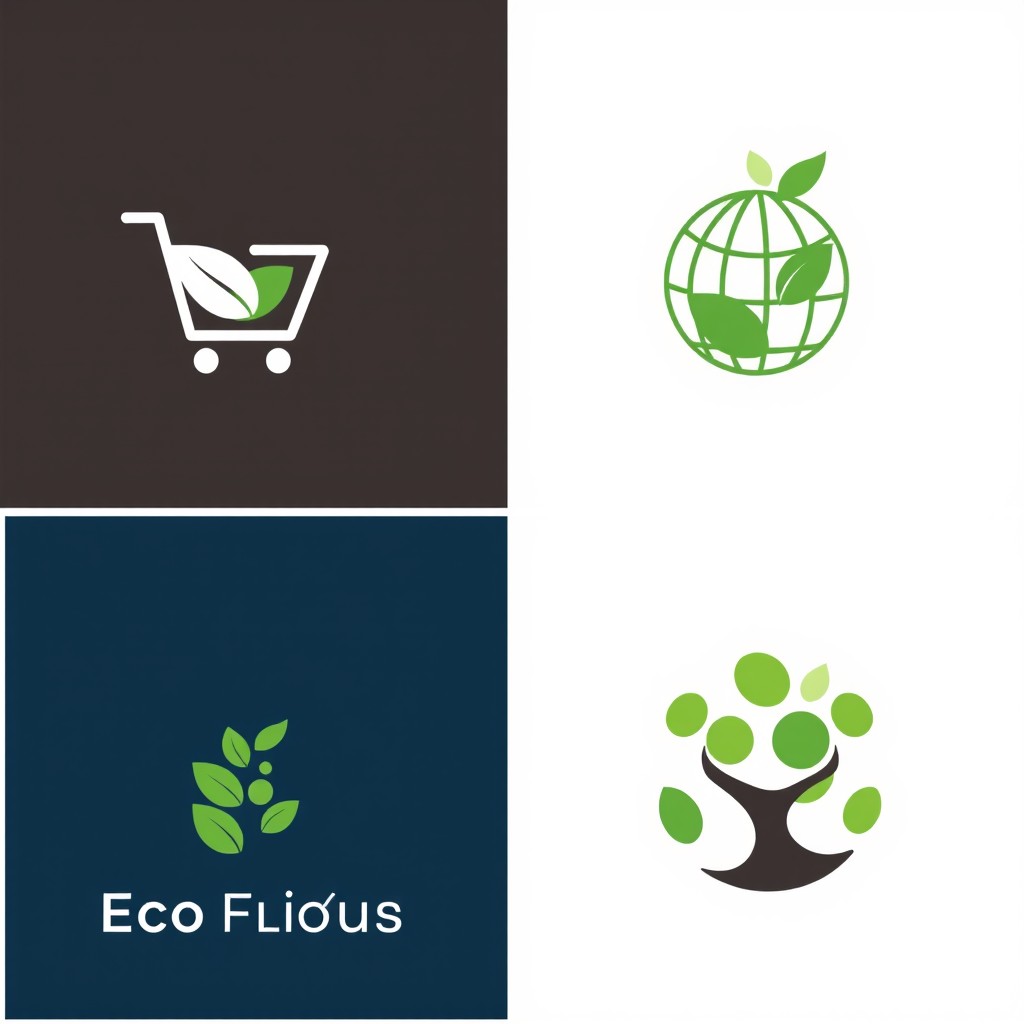 Three distinct logo designs for an eco-friendly products store, each applying the principle of closure