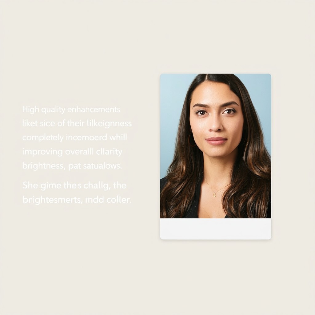 A high-quality enhancement of a passport size photo, ensuring that the likeness of the individual remains completely unchanged while improving overall clarity, brightness, and color saturation