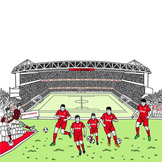 Coloring pages featuring elements associated with Nottingham Forest football team