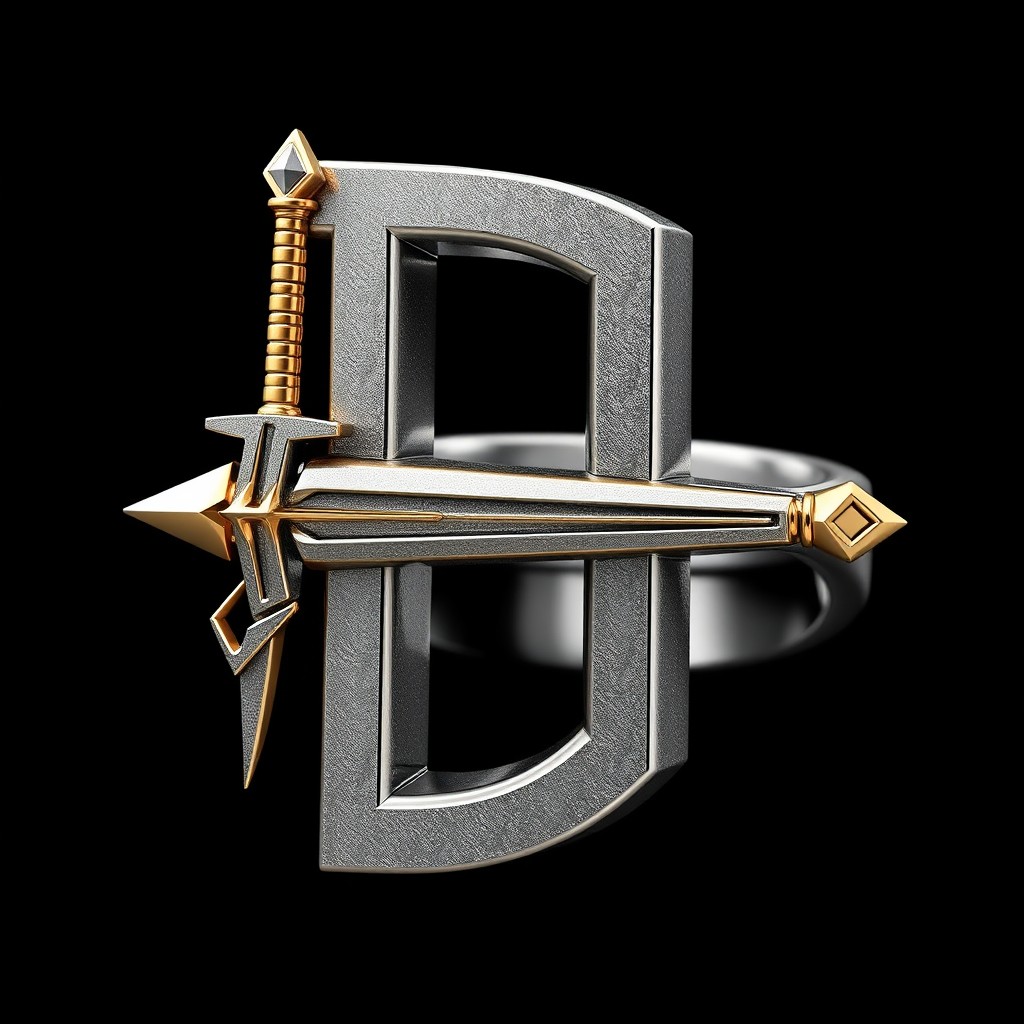 A dynamic 3D calligraphic letter 'H' designed with a sharp futuristic sword forming the left stroke, featuring lightning-like textures