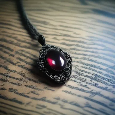 The protagonist stumbled upon an enchanted aplite pendant in the gothic literature novel.