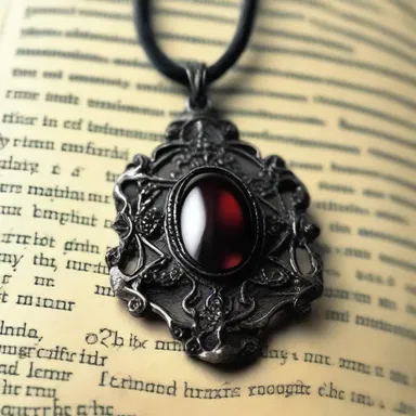 The protagonist stumbled upon an enchanted aplite pendant in the gothic literature novel.