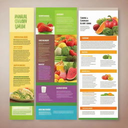 Design a comparative brochure contrasting healthy food items like vegetables, fruits, and lean proteins, against unhealthy food items like junk food, sugary drinks, and processed foods.