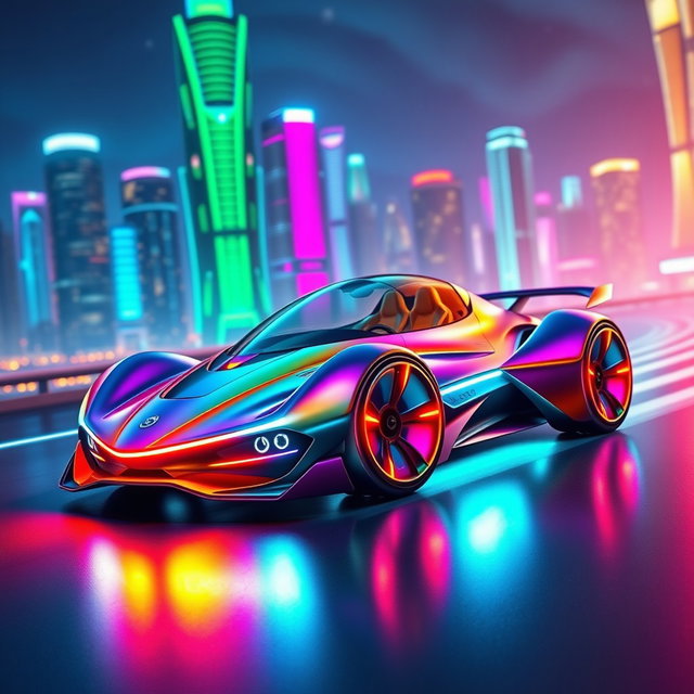 An innovative racing car concept designed for the future, featuring sleek and aerodynamic lines, a streamlined body, and advanced technology integration