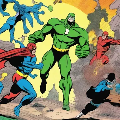 The apocalyptic storyline in the comic book had the superheroes battling against an alien invasion.