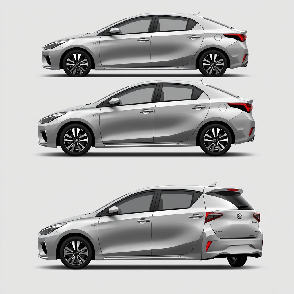 A graphic design concept for a full-body wrap of a Toyota Agya in a basic gray color