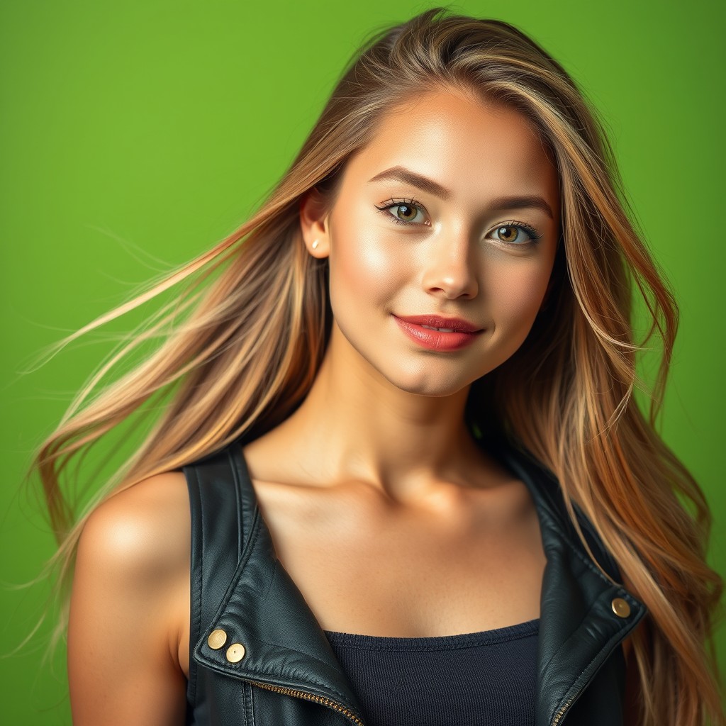 A striking portrait of an attractive young adult, featuring a smooth, fair complexion with a healthy glow