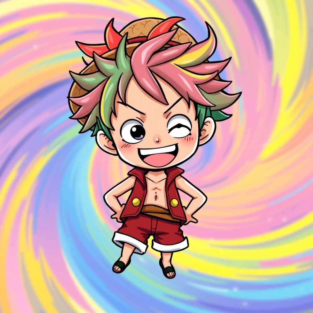 A chibi-style illustration of Monkey D