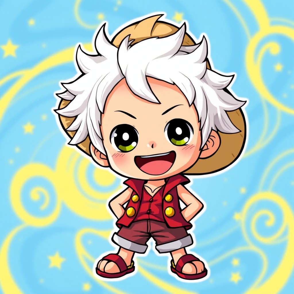 A chibi-style illustration of Monkey D