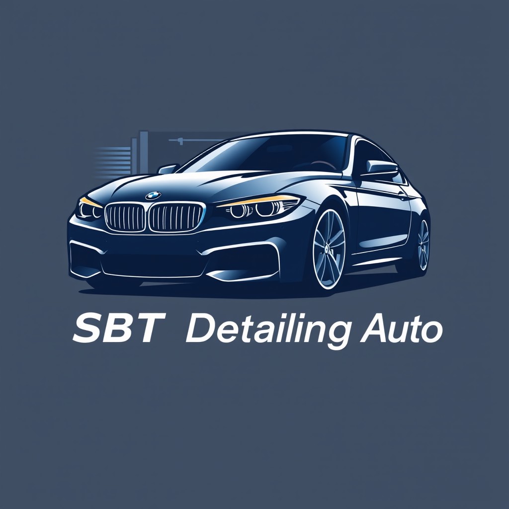 A sleek and modern logo design for an auto detailing service named 'SBT Detailing Auto'