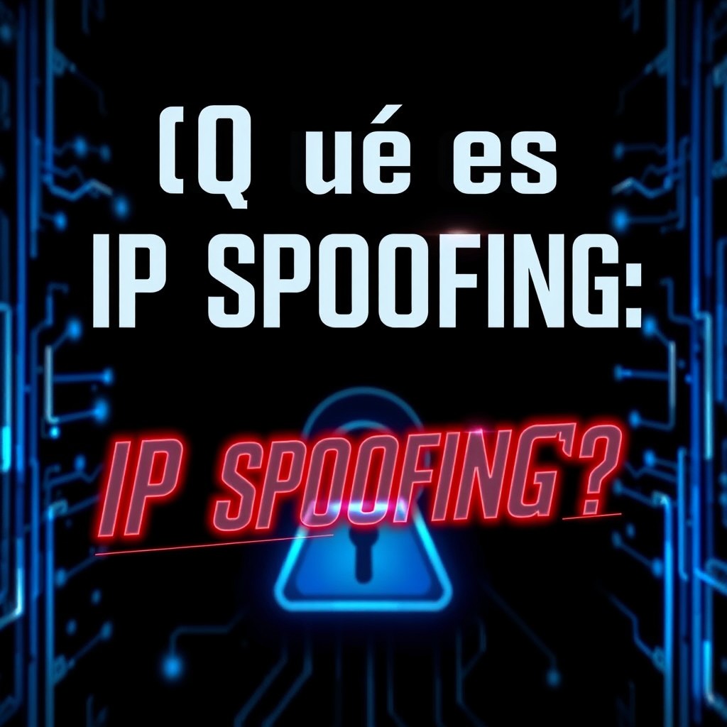 A striking thumbnail about IP Spoofing, featuring a high-tech design with a dark background