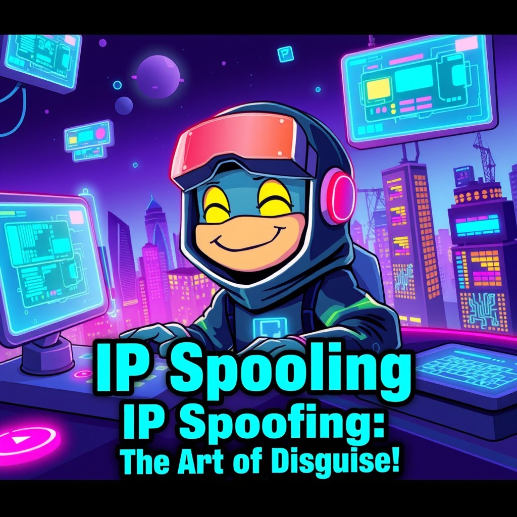 A vibrant and eye-catching digital illustration about IP spoofing