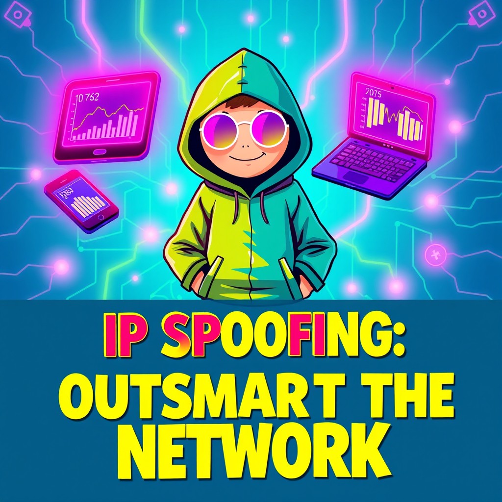 A vibrant and exciting thumbnail illustration about IP spoofing