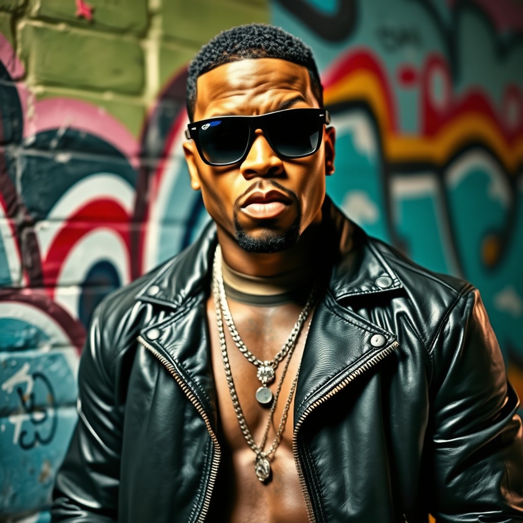 Dynamic Portrait of a Confident Male Rapper - Urban Aesthetic