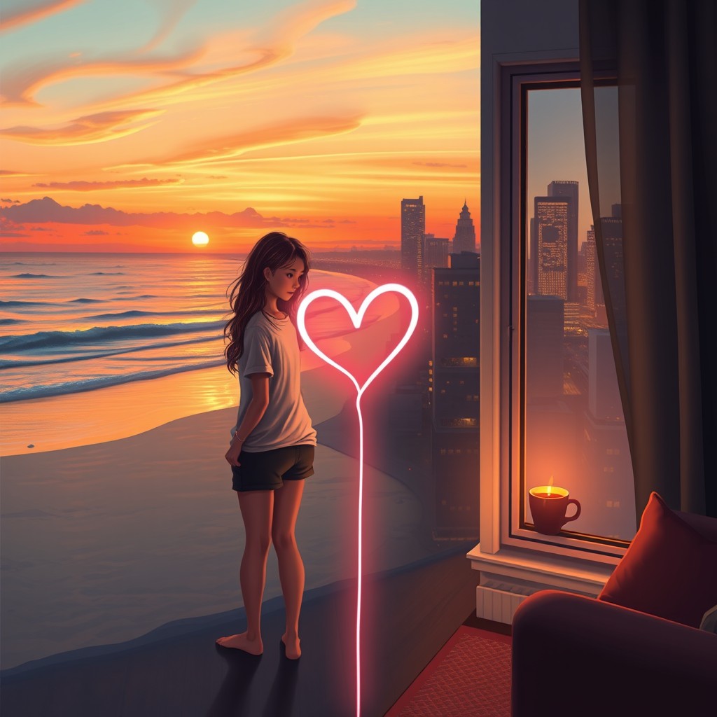 A beautiful digital artwork depicting two people who are far apart yet united in spirit