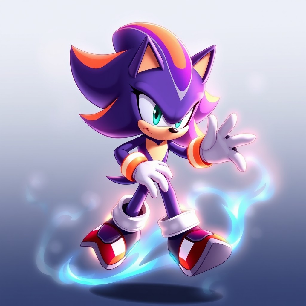 A sleek Sonic-style anthropomorphic hedgehog character named SH