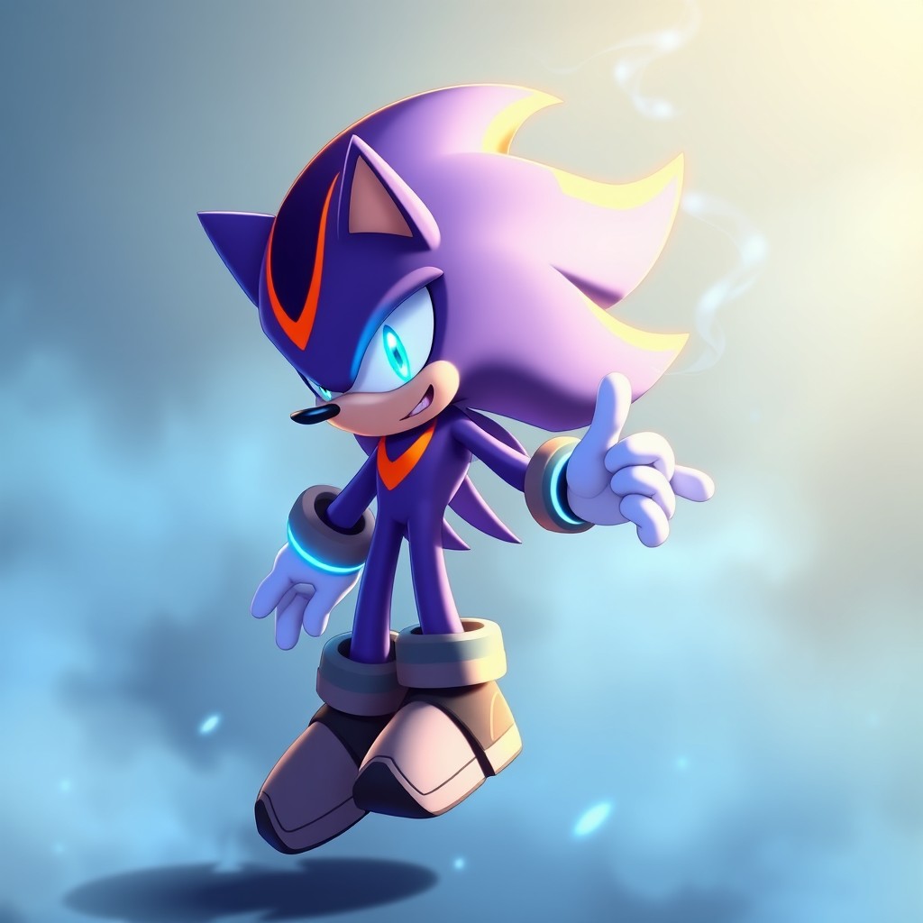 A sleek Sonic-style anthropomorphic hedgehog character named SH