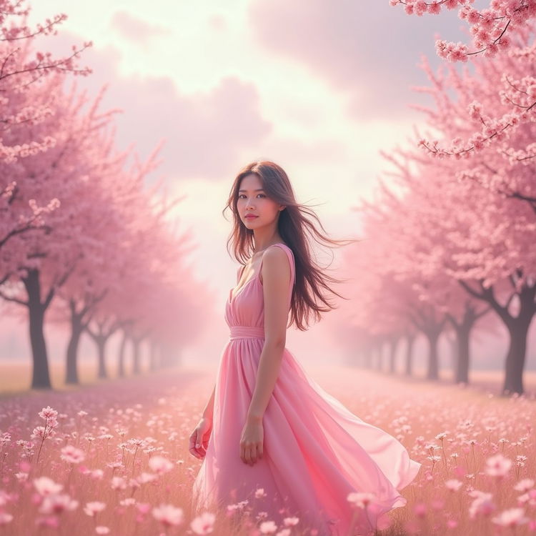 A stunning pink vibe aesthetic scene featuring a dreamy, pastel-hued environment